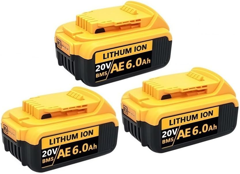 20V Replacement Lithium-Ion Battery Compatible With Dewalt DCB200 DCB206 DCB207 DCB204 Cordless Power Reciprocating Saw Drill Nail Gun Tool Packs(6Ah 3pcs)