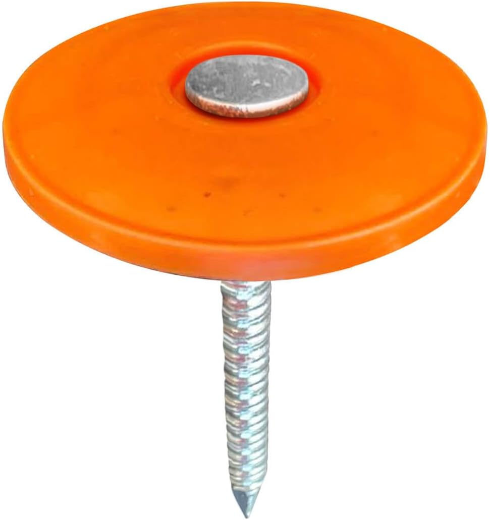 Sandbaggy 1' Plastic Cap Roofing Nails - Ring Shank, Electro Galvanized - Roof Underlayment, Felt Paper, House Wrap, Tar Paper (10000)