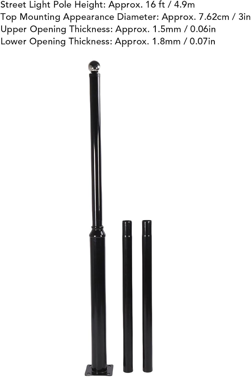 Fabater Street Light Pole, 16ft Heavy Duty Q235 Steel Construction Side Mounted Lighting Pole, Garden Light with Modular Assembly and Accessories for Garden Lights, Basketball