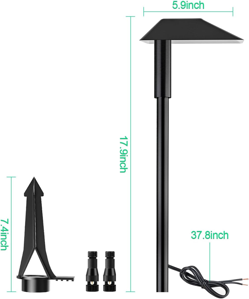 5W Low Voltage Landscape Pathway Lights with Connectors,12-24V Outdoor Path Lights, 3000K Wired Landscape Lights for Yard Garden Walkway, IP66 Waterproof（12Pack）