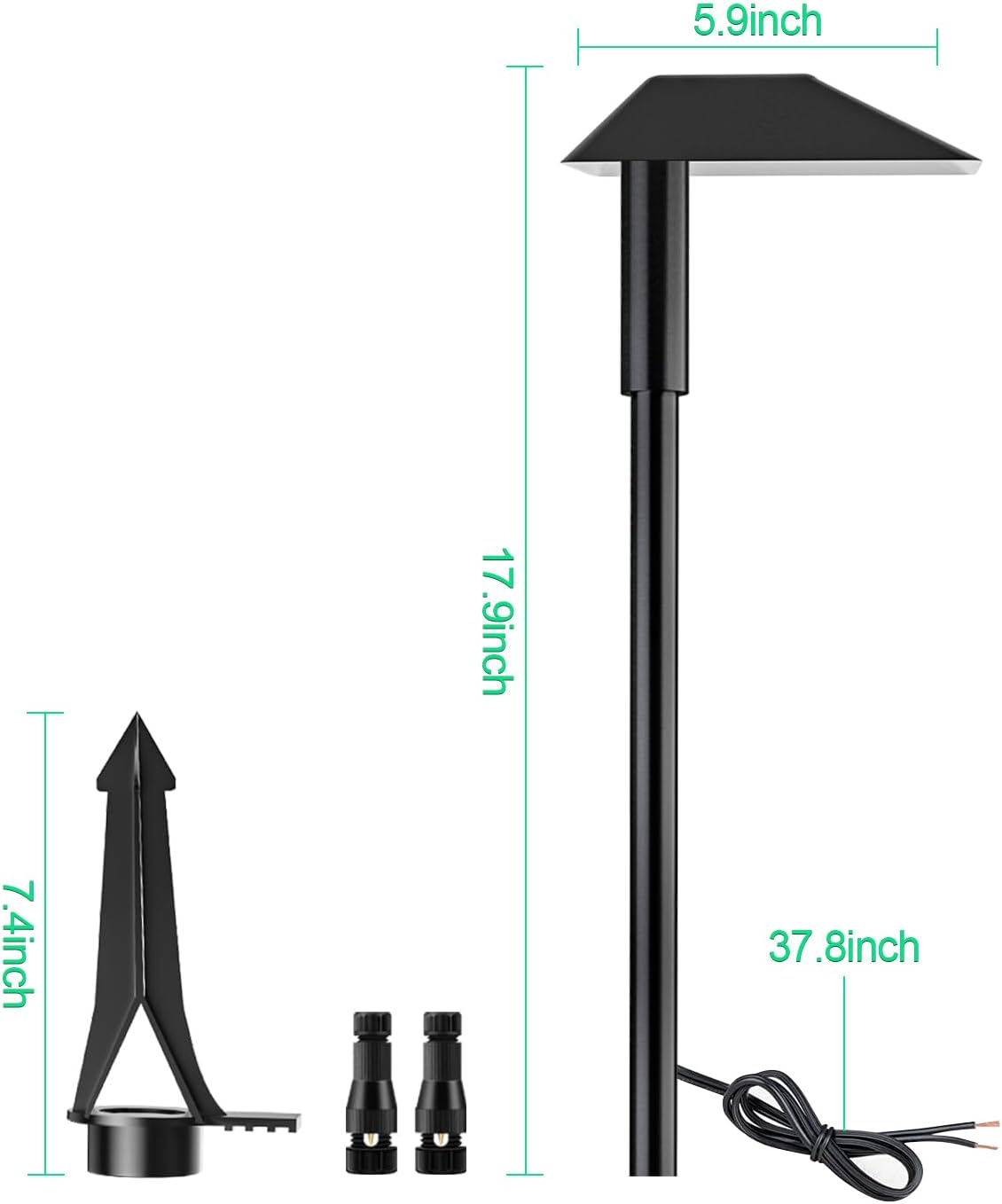 5W Low Voltage Landscape Pathway Lights with Connectors,12-24V Outdoor Path Lights, 3000K Wired Landscape Lights for Yard Garden Walkway, IP66 Waterproof（12Pack）