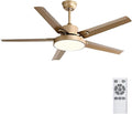 42 Inch Ceiling Fan with Light Stainless Steel Ceiling Fans with Remote Control 3 Color Dimmable 5 Speeds Reversible DC Motor Modern Ceiling Fan for Patio Living Room Bedroom Office(Gold)