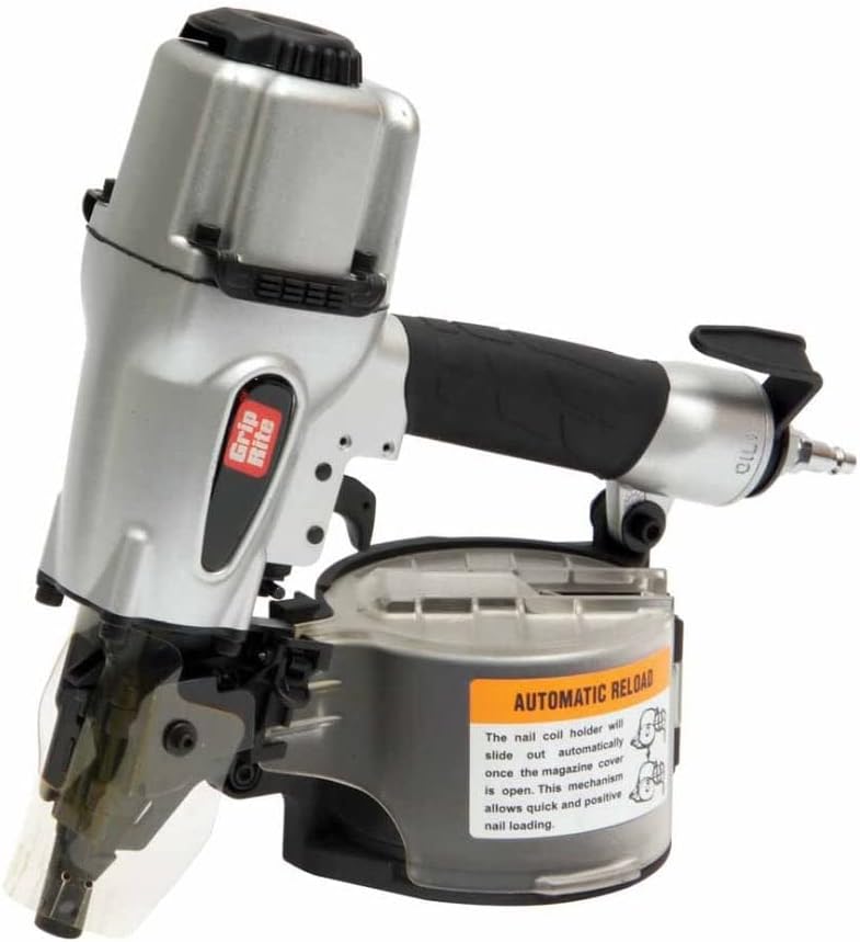 Grip-Rite GRTCS250, 15° 2-1/2' Coil Siding Nailer, Wire & Plastic Collation, Robust Construction