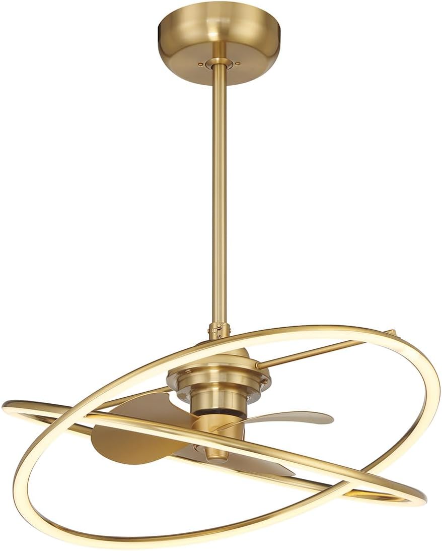 Savoy House 24-FD-745-322 Dorado Fandelier Frosted Acrylic Chandelier Ceiling Fan with Light and Remote, Integrated LED 36 Watt, 12' H x 25' W, Warm Brass
