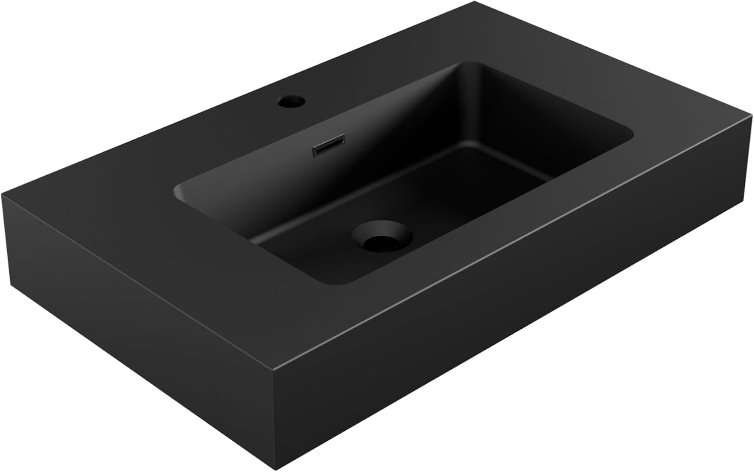 30 Inch Matte Black Vanity Sink – Solid Surface Bathroom Vanity Top with Integrated Sink, Easy-to-Clean Non-Porous Finish for Powder Room or Guest Bath
