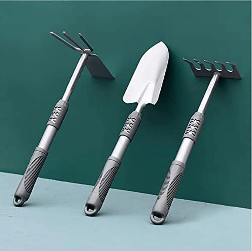 Planting Tools Practical Set Home Gardening Flower Shovel Planting Flowers and Vegetables Small Shovel Silver Three-Piece Set Gardening Gifts for Women Men (Color : Silver)