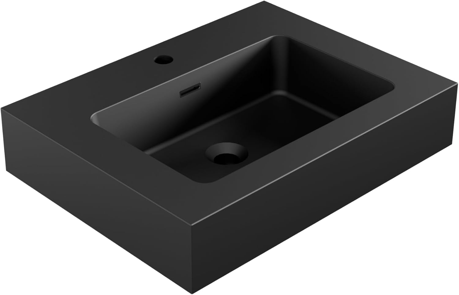 24 Inch Matte Black Vanity Sink – Solid Surface Bathroom Vanity Top with Integrated Sink, Easy-to-Clean Non-Porous Finish for Powder Room or Guest Bath