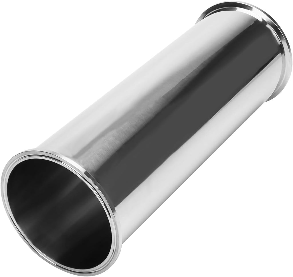 DERNORD Sanitary Spool Tube with Clamp Ends,Stainless Steel 304 Seamless Round Tubing with 6 inch Tri Clamp Ferrule Flange (Tube Length: 18 Inch / 458MM)