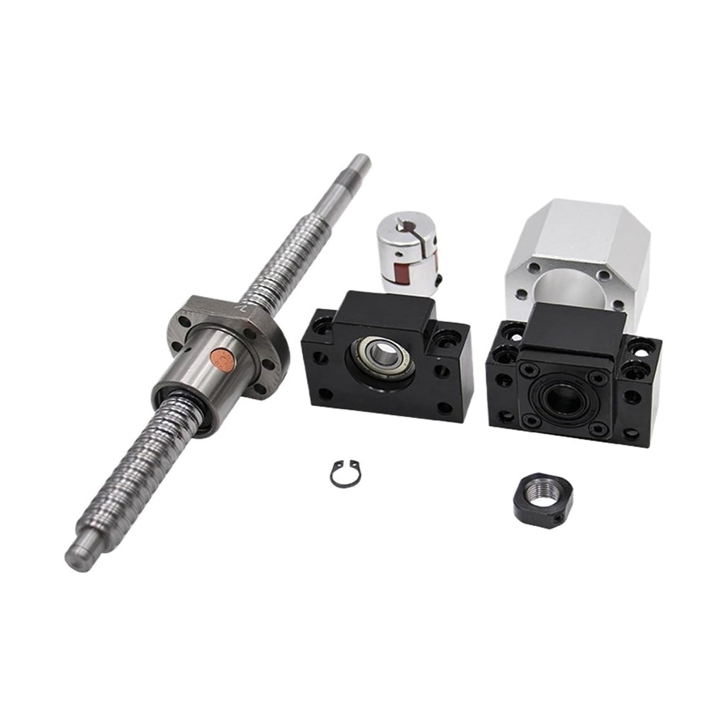Metal Ball Screw nut 1 Set Dia 20mm Ball Screw SFU2010 with 10mm Pitch Single Ball Nut + Bearings for CNC Router(200mm)