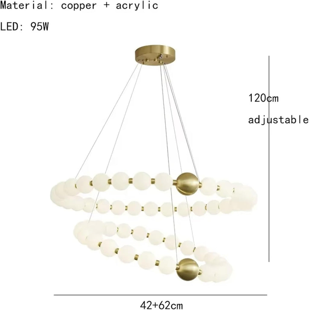 Led Chandelier Living Room Dining Room Hanging Light Fixtures 3 Color Temperature Dimming Acrylic Ball Lamp-3 Color-D42 62cm