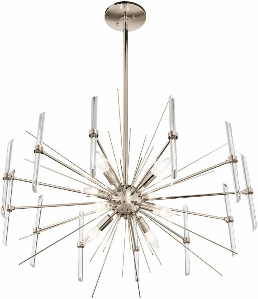 Kichler Eris 16.75' 8 Light Chandelier with Optical Crystal in Polished Nickel