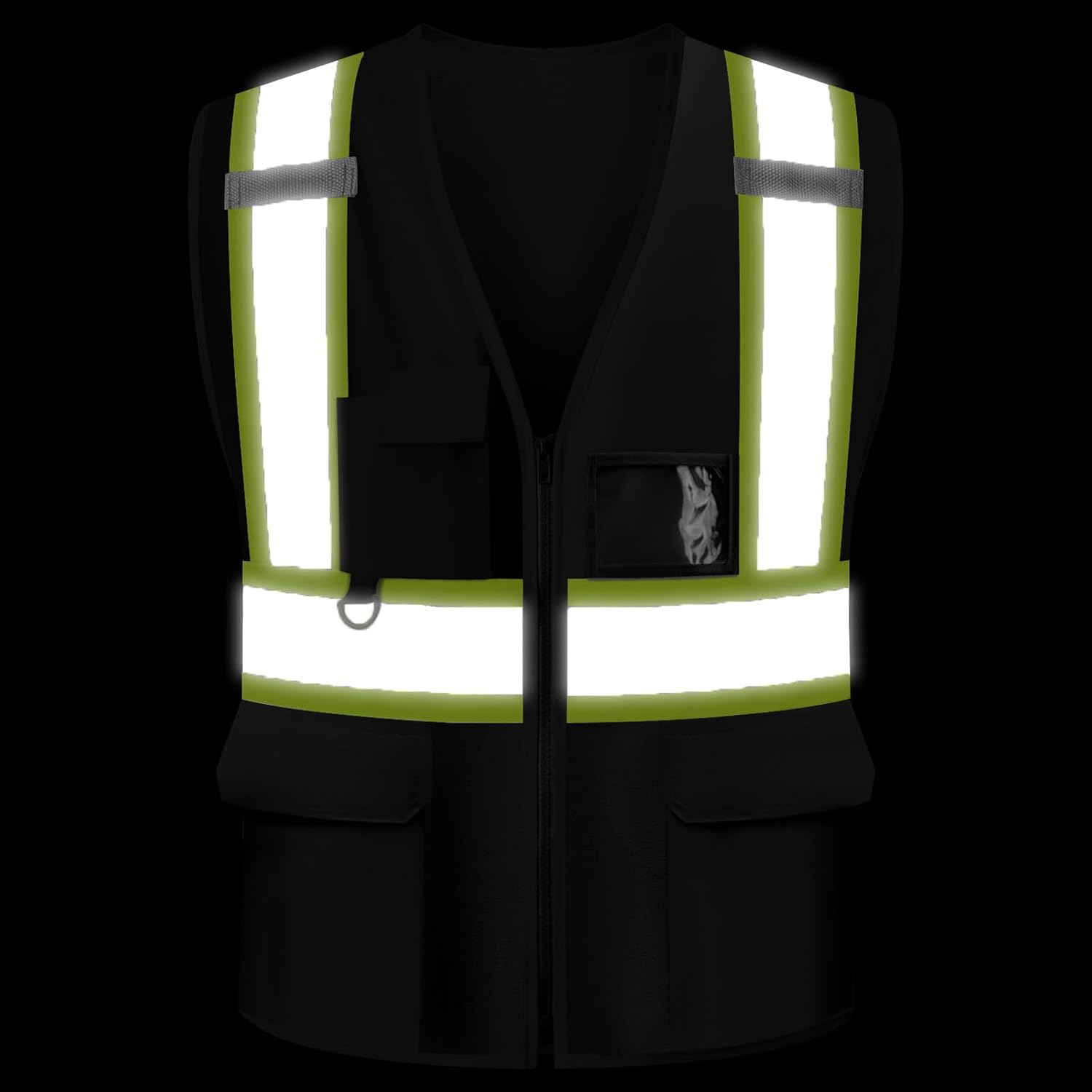 Safety Vest Custom Logo Class 2 Reflective High Visibility Vest With 5 Pockets ＆ Zipper