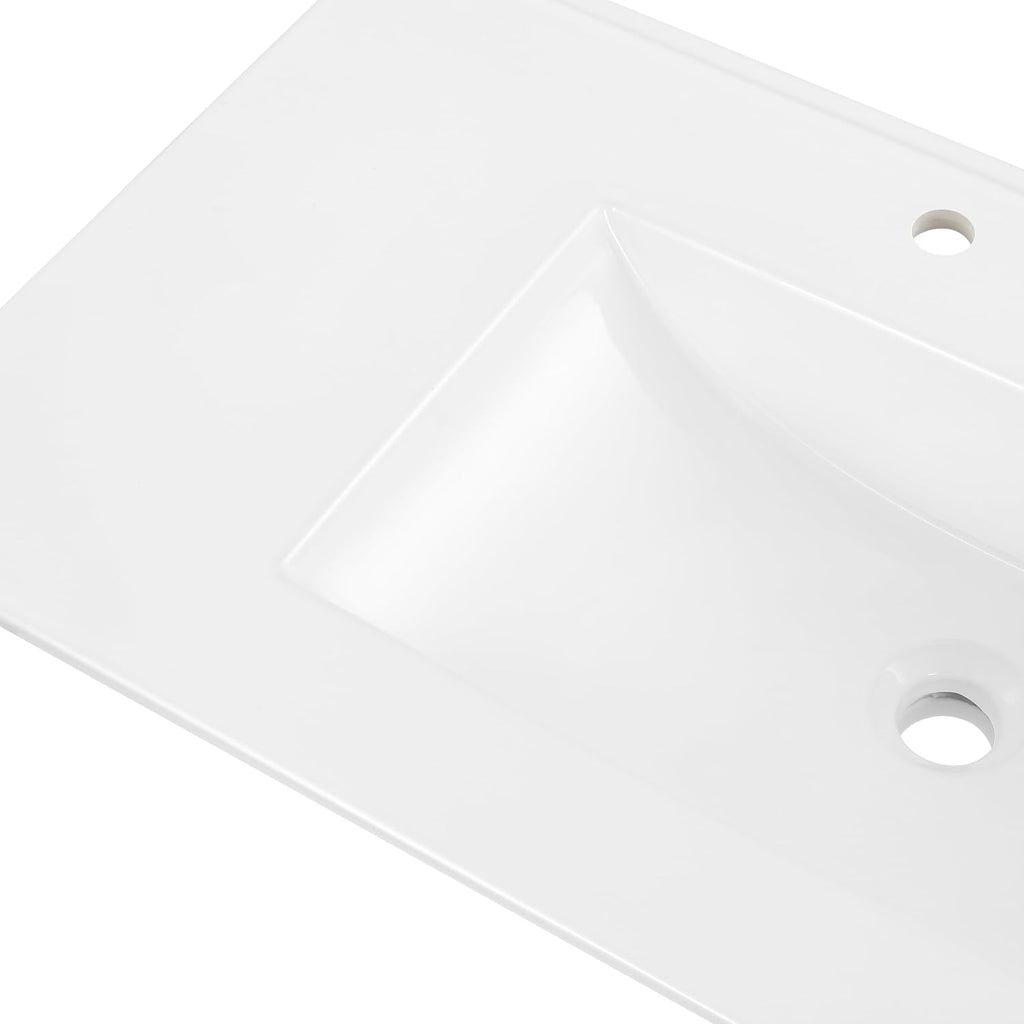JONATHAN Y Ancillary 36 in. W x 18.25 in. D Ceramic Vanity Sink Top with 3-Hole Rectangular Single Sink Basin, White SNK1003A