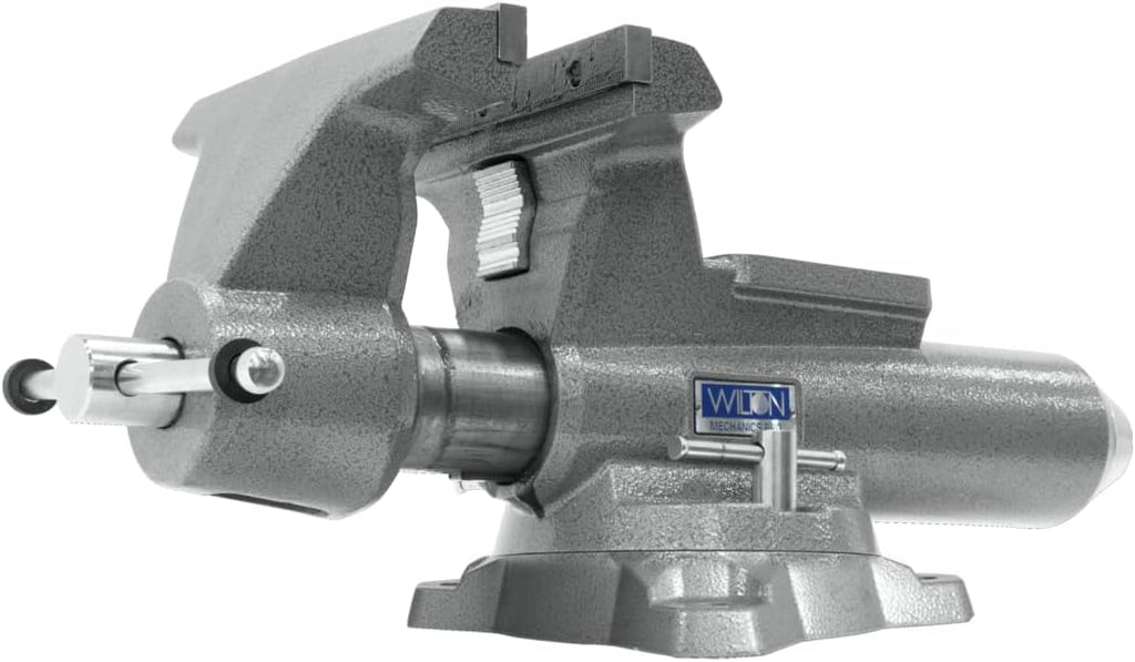 Wilton Mechanics Pro Bench Vise, 10' Jaw (Width-12', Opening-5-1/4') Throat (Model 8100M), Gray