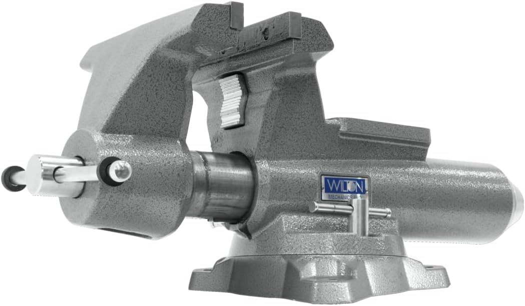 Wilton Mechanics Pro Bench Vise, 10' Jaw (Width-12', Opening-5-1/4') Throat (Model 8100M), Gray