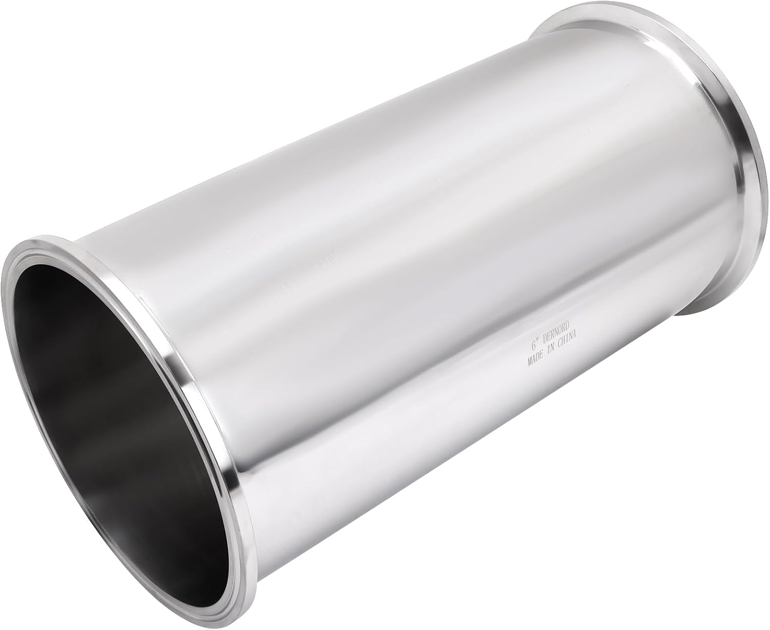 DERNORD Sanitary Spool Tube with Clamp Ends,Stainless Steel 304 Seamless Round Tubing with 6 inch Tri Clamp Ferrule Flange(Tube Length: 12 Inch / 305MM)
