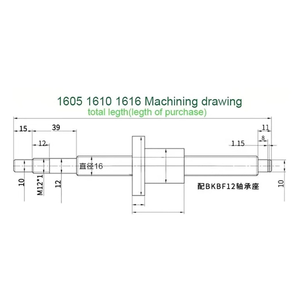 Metal Ball Screw nut SFU1605 450mm Ball Screw Set BK12 BF12 Support Coupler DSG16H Ball Nut Housing 6.35x10mm