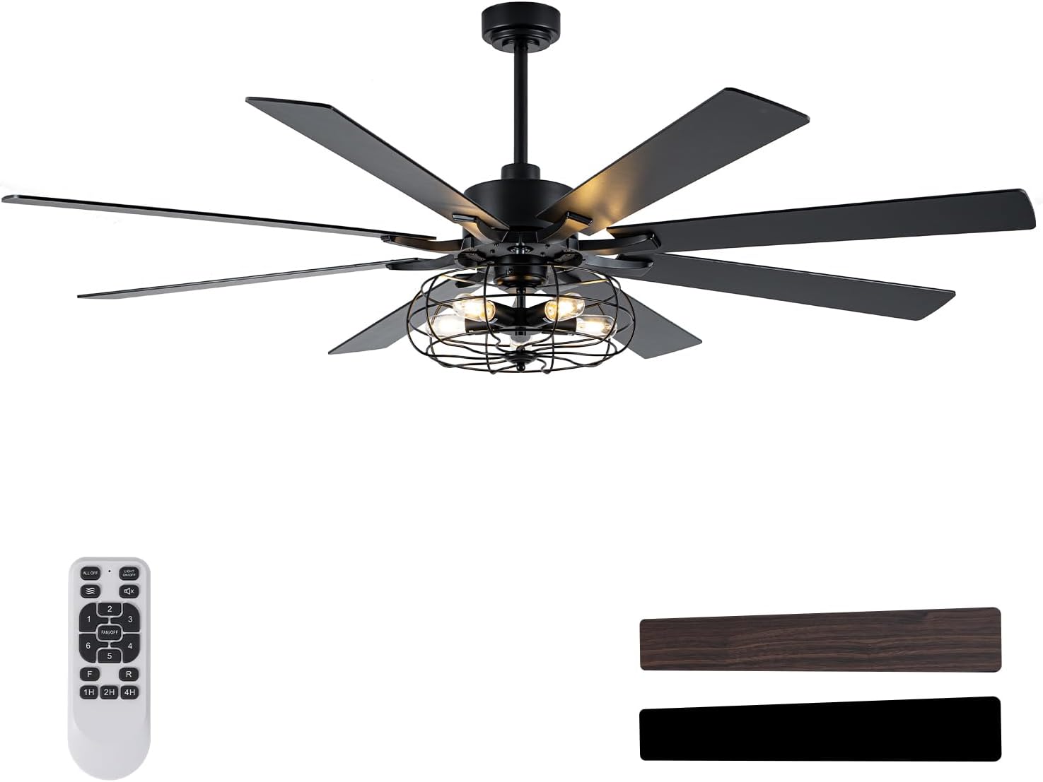Bella Depot 72 Inch Large Farmhouse Ceiling Fan Industrial Big Chandelier Ceiling Fan with Light, 6-Speed, Reversible, Timing Option - Ideal for Bedroom, Living Room, Covered Patio