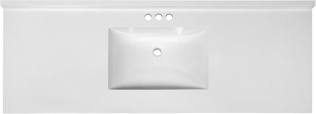 Design House 61-Inch Camilla II Modern Vanity Top with Backsplash, Improved Packaging, Solid White – Design House, 630251