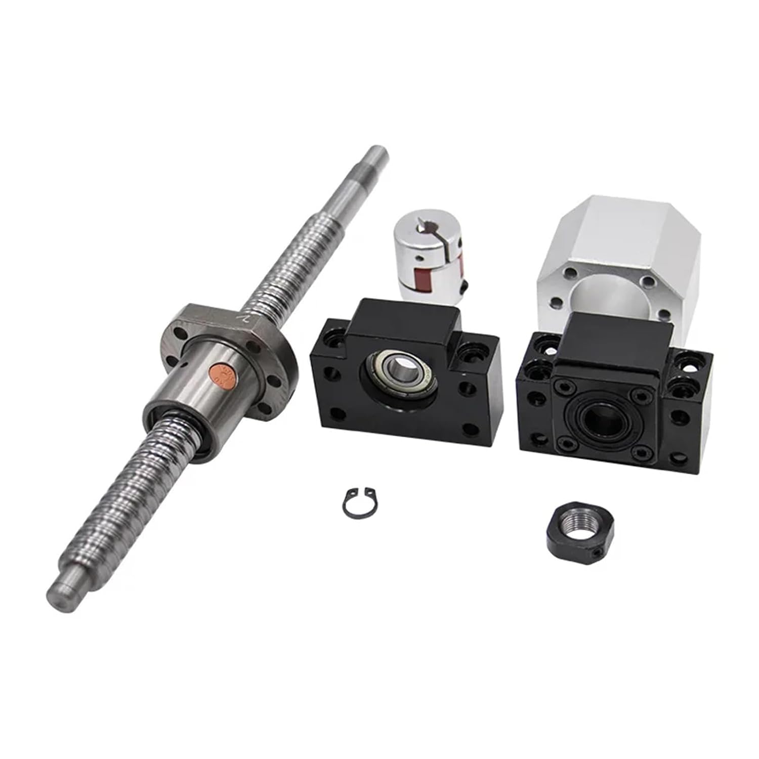 1 Set Dia 20mm Ball Screw SFU2005 / SFU2010 with 5mm / 10mm Pitch Single Ball Nut + Bearings for CNC Router(SFU2005 Set,950mm)