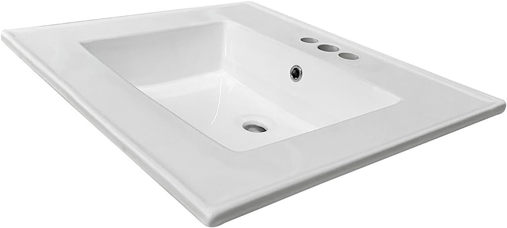 Kingston Brass LBT25227W34 Continental Vanity Sink Top, White 25.19 x 22.06 x 6, 1 count