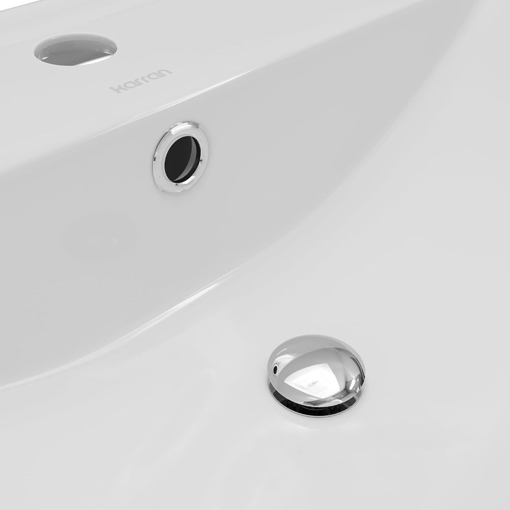 Karran VC-201-WH Valera 21' Top Mount Vitreous China Bathroom Sink in White with Overflow Drain