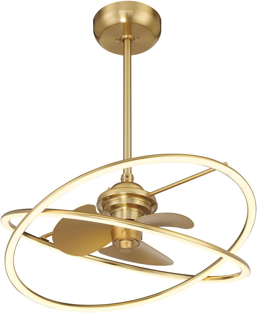 Savoy House 24-FD-745-322 Dorado Fandelier Frosted Acrylic Chandelier Ceiling Fan with Light and Remote, Integrated LED 36 Watt, 12' H x 25' W, Warm Brass