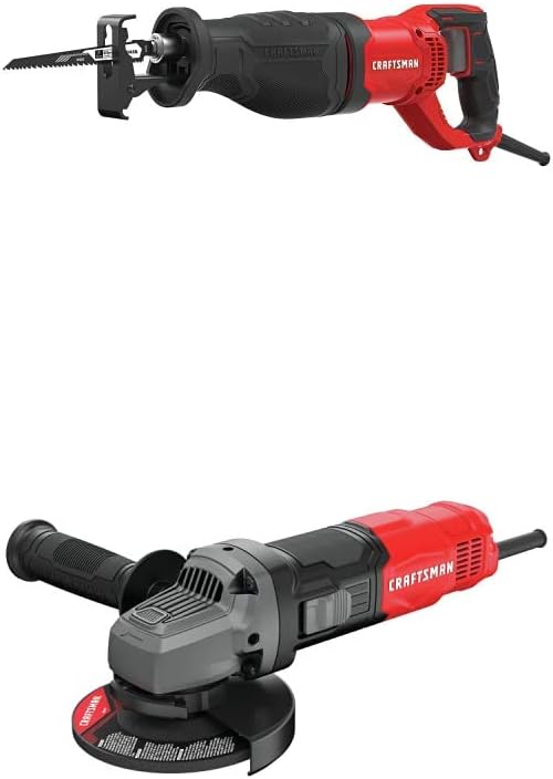 CRAFTSMAN Reciprocating Saw, 7.5-Amp with Angle Grinder Tool 4-1/2-Inch, 6-Amp (CMES300 & CMEG100)