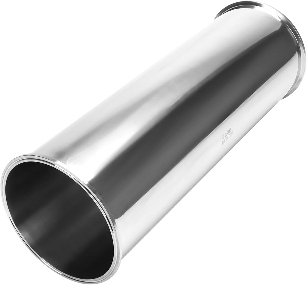 DERNORD Sanitary Spool Tube with Clamp Ends,Stainless Steel 304 Seamless Round Tubing with 8 inch Tri Clamp Ferrule Flange (Tube Length: 24 Inch / 610MM)