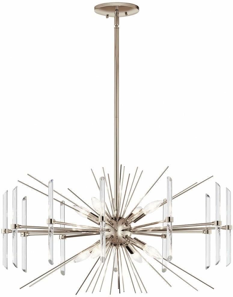 Kichler Eris 16.75' 8 Light Chandelier with Optical Crystal in Polished Nickel
