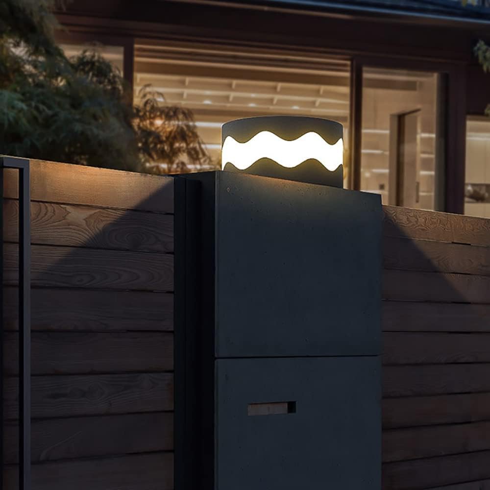 Cylindrical Solar Post Light Fixture Outdoor Waterproof IP54 Column Light Modern Style Fence Outer Decorative Stigma Lamp