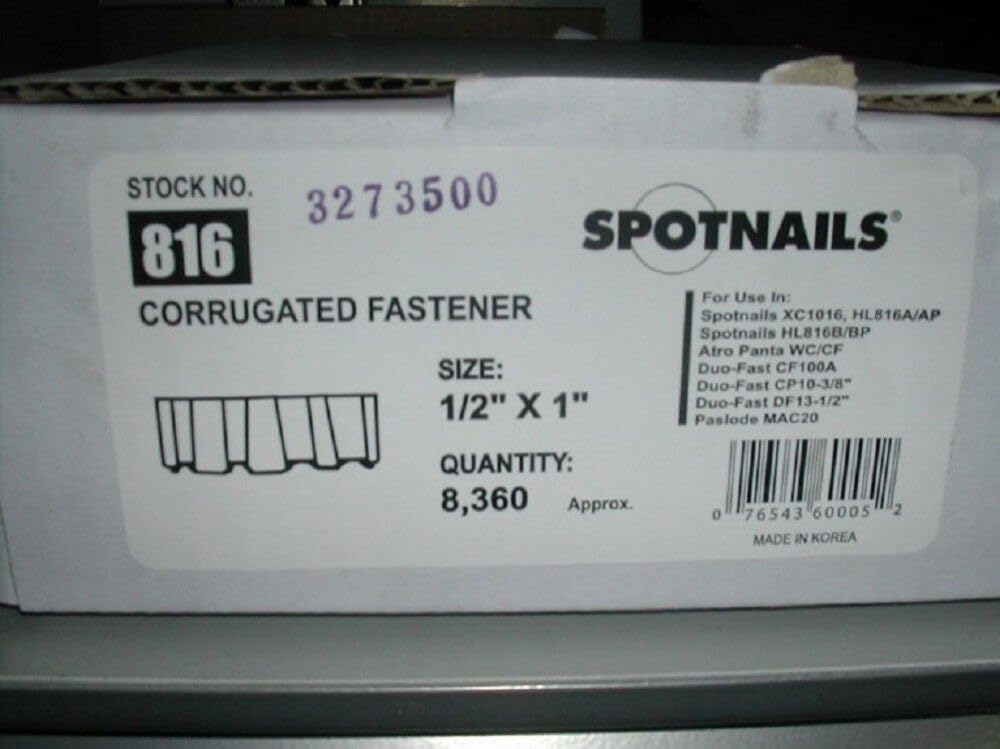 Spot Nails Spot Nails 816 Corrugate Staple 1/2-inch for Senco SC2 and other similar tools 8,400 per box