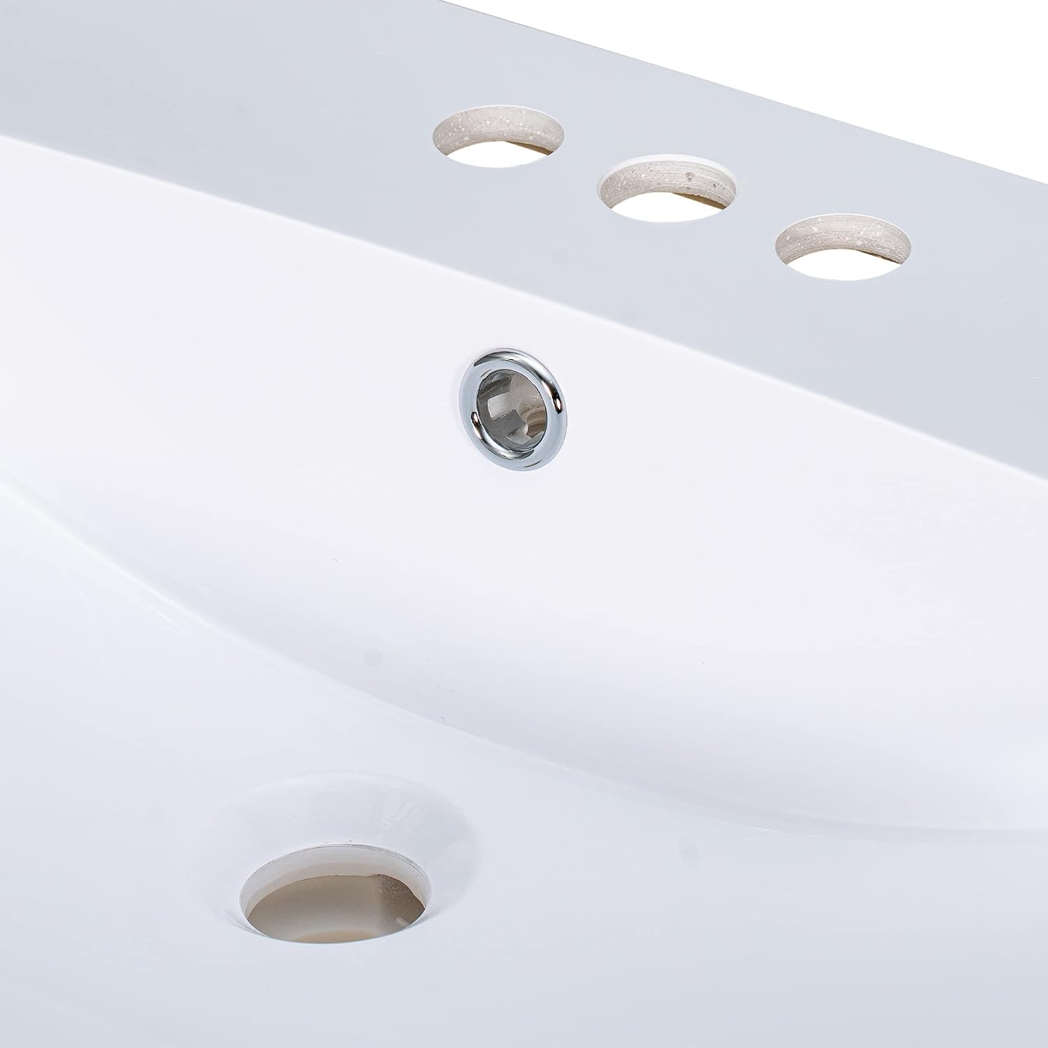24'x18' Bathroom Vanity Sink Top Only, Center-Located Undermount/Drop-in Countertop, Fit for 4' Cenerset Faucet (Not Included), White