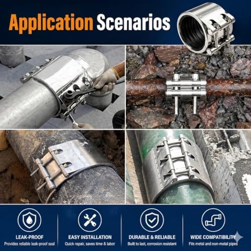 Pipe Repair Clamp,10inch (270mm-277mm）Stainless Steel Leak Sealer, Heavy Duty Pipe Leak Repair Kit for Metal & PVC Pipes, for Burst & Crack Water Pipe Emergency Maintenance
