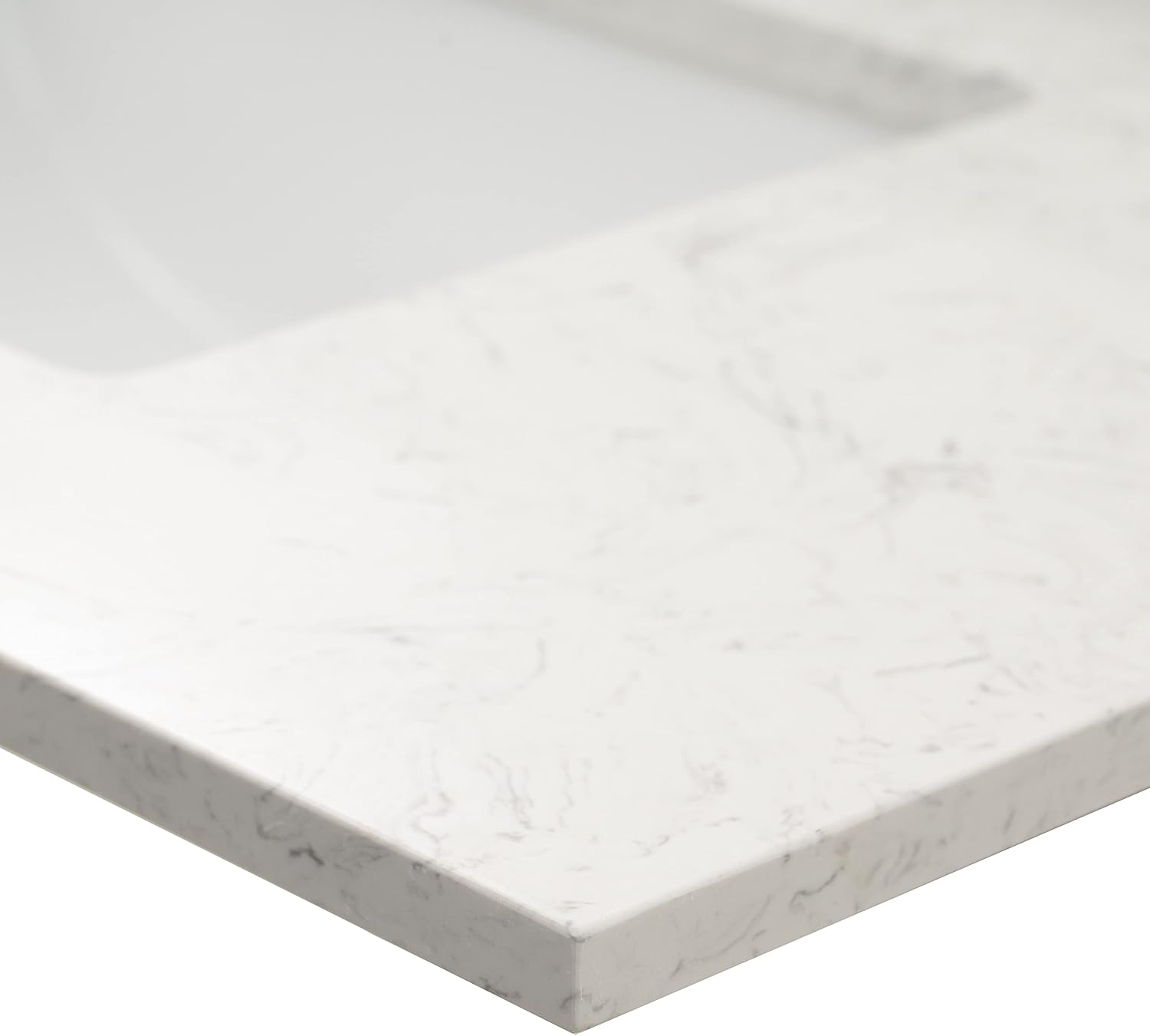 MSI Carrara Sky Vanity Top with Under Mount Rectangle Ceramic Sinks, Engineered Marble Stone, 4' CC Faucet Holes, 37'X22'