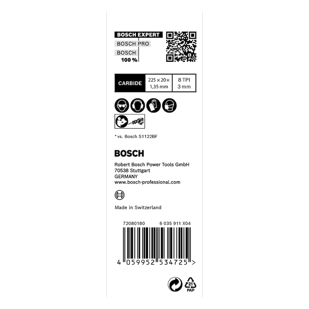 Bosch Professional 10x Expert 'Vehicle Rescue' S 1157 CHM Reciprocating Saw Blade (for Glass, Tough Steel, Length 225 mm, Accessories Reciprocating Saw)