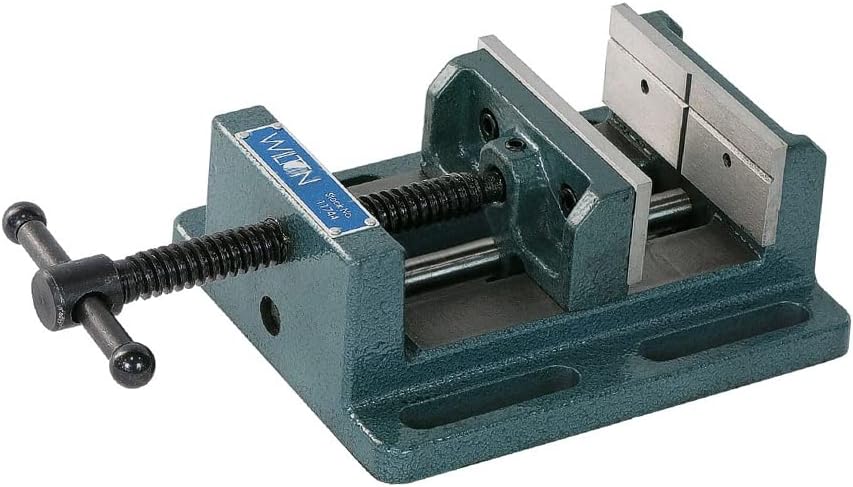 Wilton Low-Profile Drill Press Vise, 4' Jaw Width, 4' Jaw Opening, 1-1/2' Jaw Depth (Model LP4) & Strong Hand Tools PTTD634 Drill Press Clamp with Crank Handle, Quick-Set Hold Down Clamp