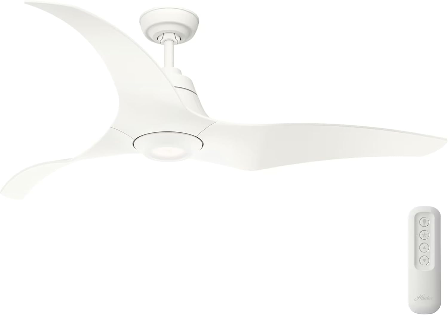 Hunter Fan 60 inch Ceiling Fan with Light and Remote, Outdoor or Indoor White Ceiling Fan for Porch, Living Room, Office, Kitchen, Garage, 3 Blades (Renewed)