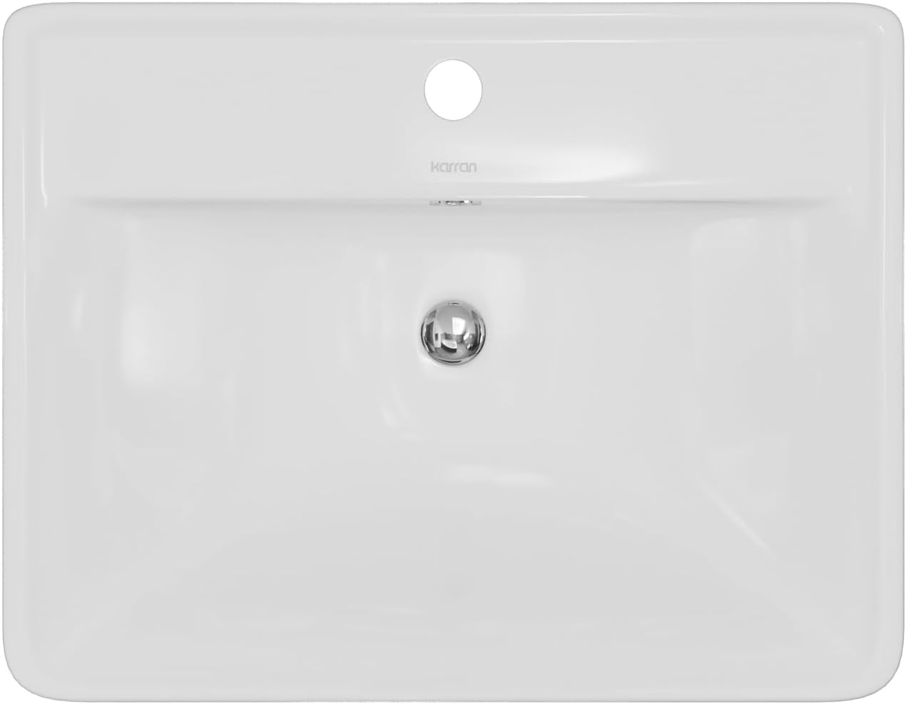 Karran VC-201-WH Valera 21' Top Mount Vitreous China Bathroom Sink in White with Overflow Drain