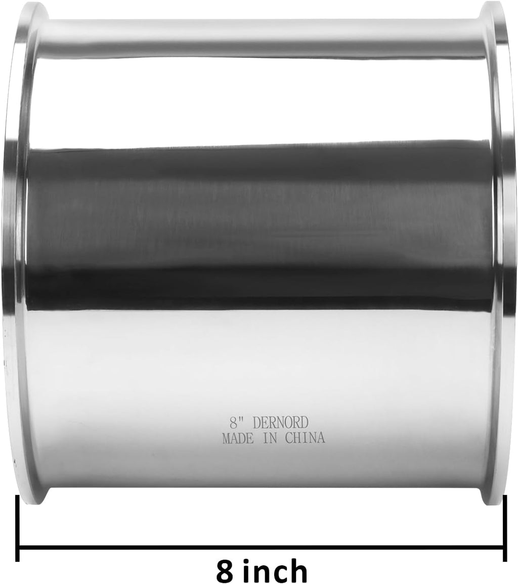 DERNORD Sanitary Spool Tube with Clamp Ends,Stainless Steel 304 Seamless Round Tubing with 8 inch Tri Clamp Ferrule Flange (Tube Length: 8 Inch / 204MM)