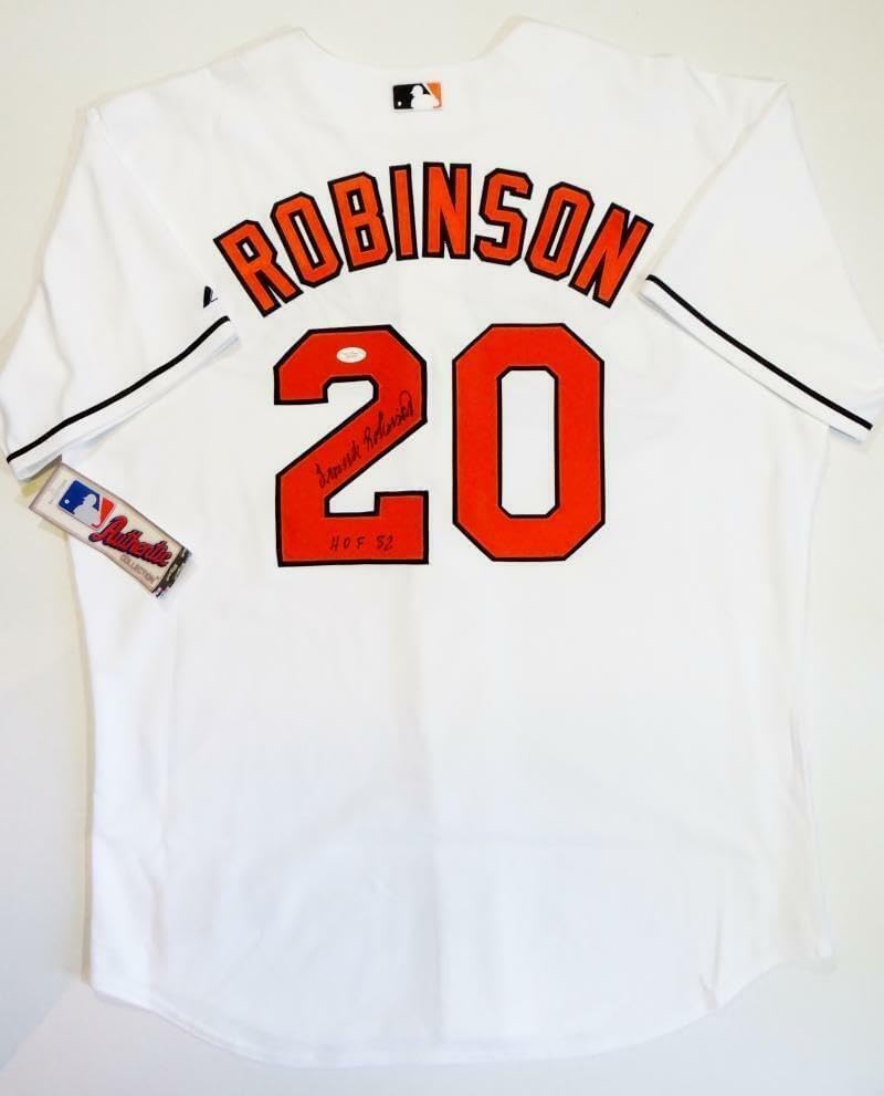 Topps Frank Robinson Signed Orioles Majestic Authentic Jersey W/ Insc- Jsa W - Autographed Mlb Jerseys