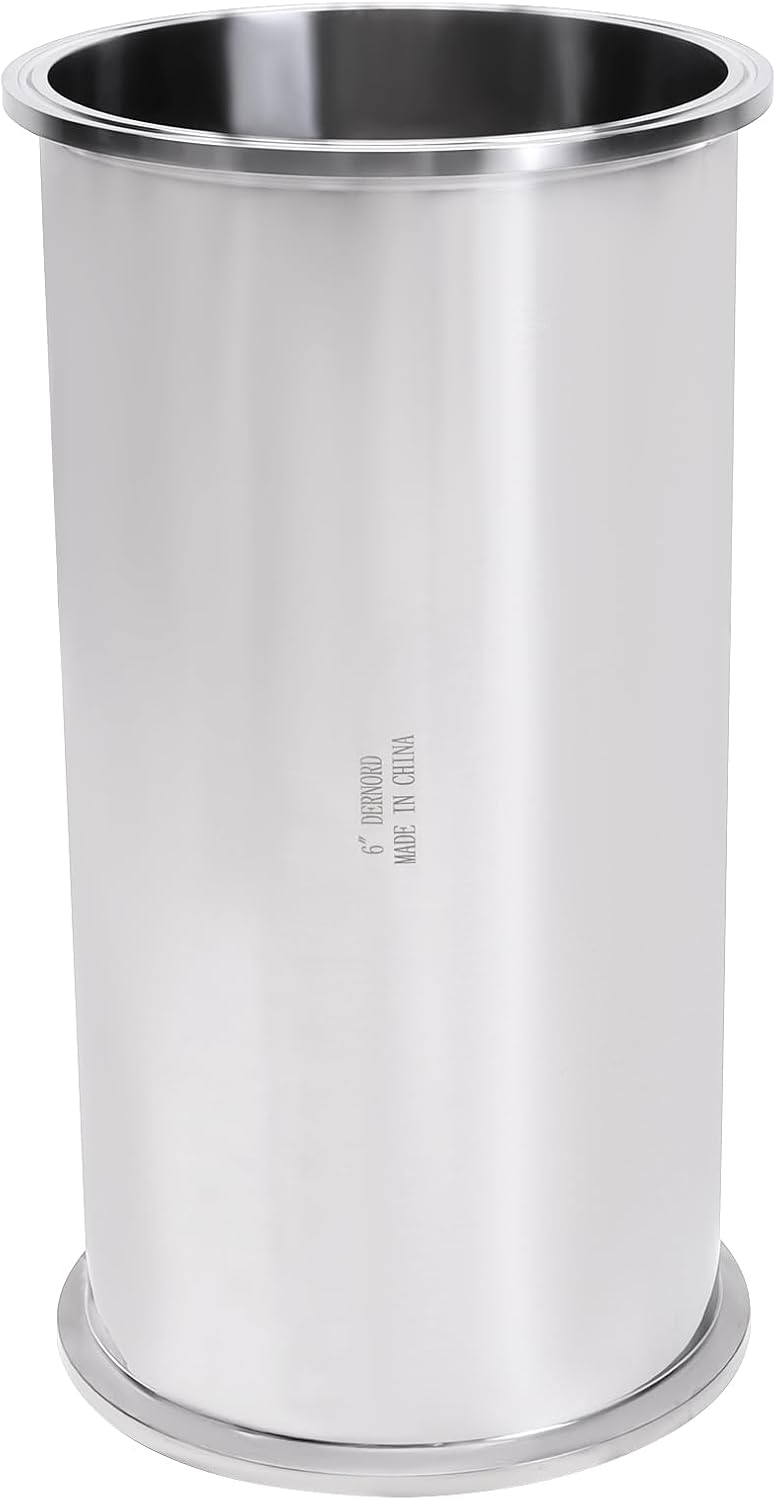 DERNORD Sanitary Spool Tube with Clamp Ends,Stainless Steel 304 Seamless Round Tubing with 6 inch Tri Clamp Ferrule Flange(Tube Length: 12 Inch / 305MM)