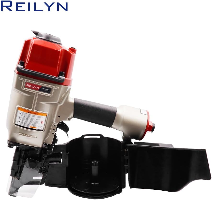 Coil Nail Gun CN80, 2 inch to 3-1/4-inch 15 Degree Siding Nailer, Heavy-Duty Pallet Coil Nailer for Framing, Sheathing, Wooding Fencing, Decking