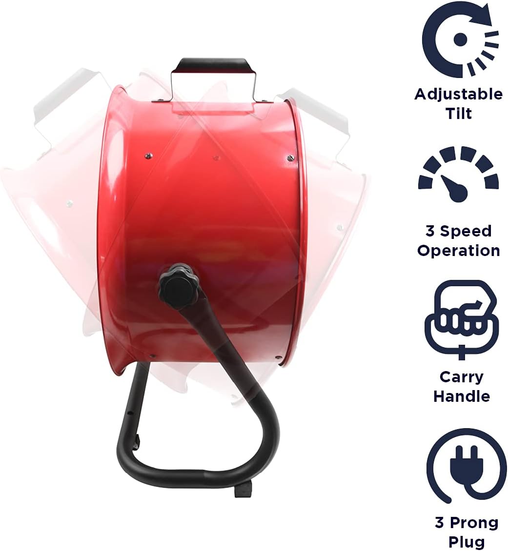 Maxx Air 16' High Velocity Turbo Fan with Pivoting Head - Efficient Air Circulation, High-Velocity Drum Fan Ideal for Home, Garage, or Workshop Use, Durable Construction, Easy Assembly