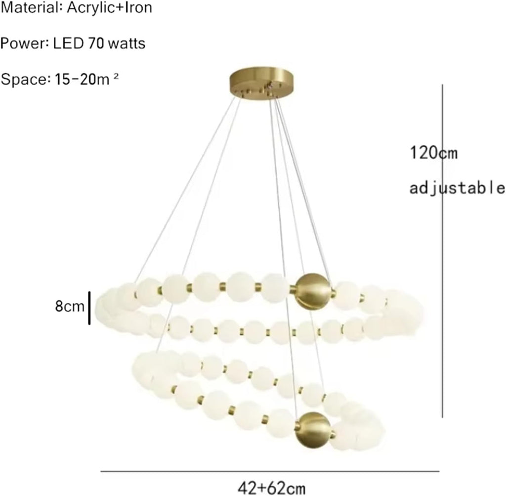 Pearl Ring LED Chandelier Dining Room Living Room Dining Table Kitchen Chandelier Home Acrylic Ball Lamp