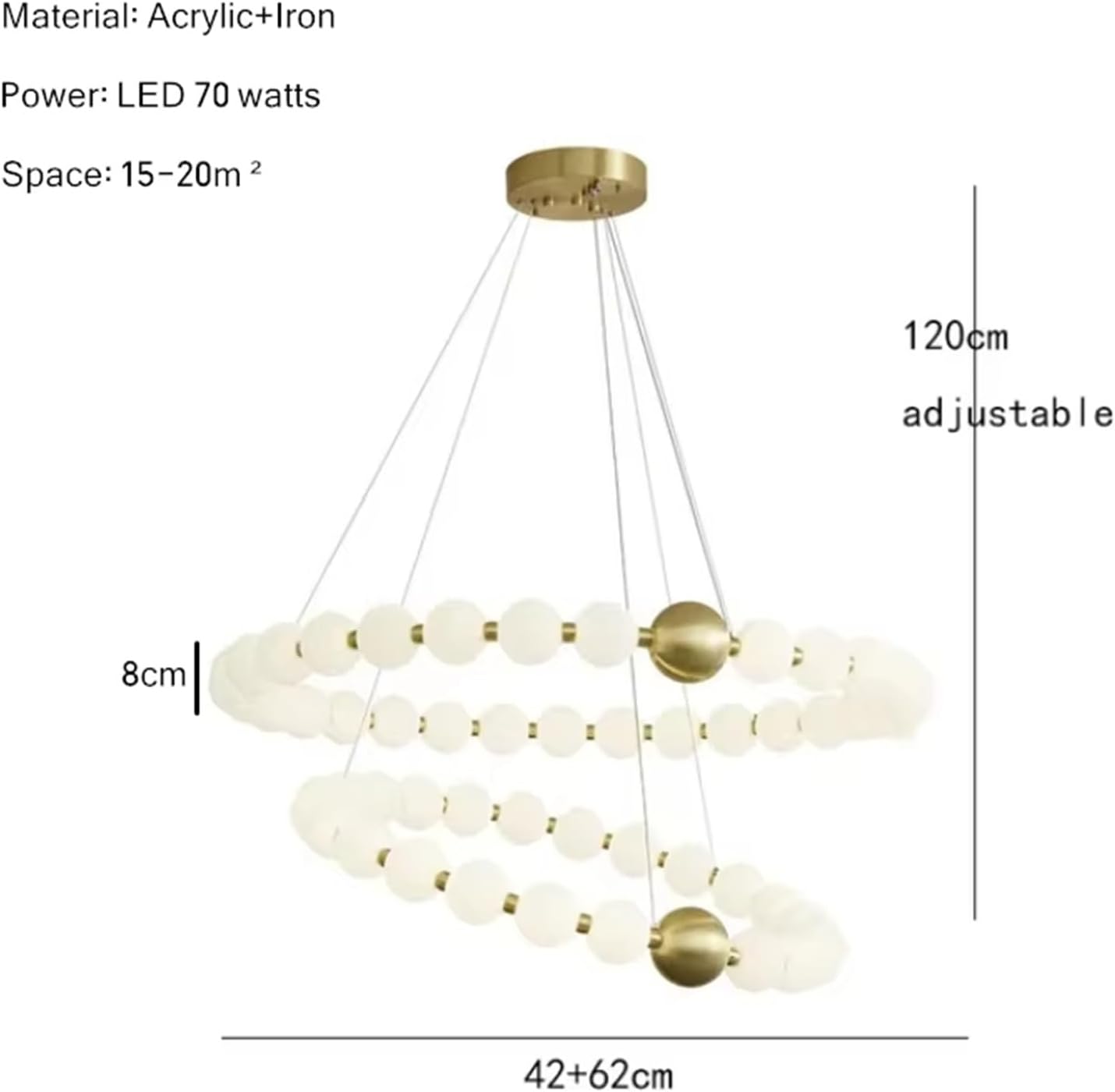 Pearl Ring LED Chandelier Dining Room Living Room Dining Table Kitchen Chandelier Home Acrylic Ball Lamp