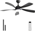 Sofucor 52 Inch Ceiling Fan with Light, Modern Ceiling Fan with Dimmable Memory LED - Quiet DC Motor, 6 Speeds 5000CFM, Timer, Reversible, for Living Room Bedroom, ETL, 5 Plastic+ABS Blades, Black