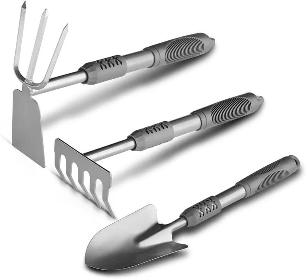 Planting Tools Practical Set Home Gardening Flower Shovel Planting Flowers and Vegetables Small Shovel Silver Three-Piece Set Gardening Gifts for Women Men (Color : Silver)