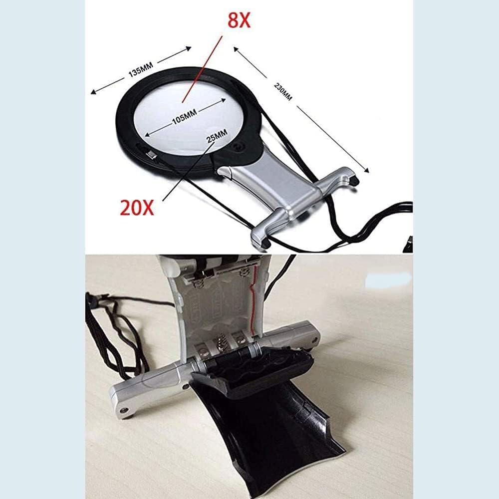 Magnifying Glass,Clamp Lamp 105mm Handsfree Lens Foldable Utility Light Desk Table Task Craft Jewelry Sewing Workbench with Light Illuminated Magnifier Marriage