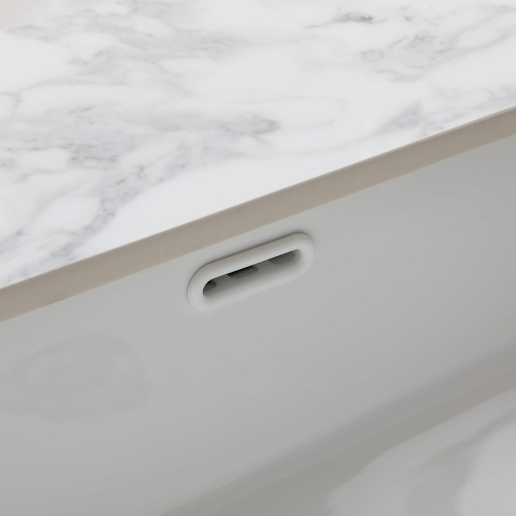 Montary 31'x 22' Bathroom Vanity Top with Undermounted Large Ceramic Sink & Backsplash, Sintered Stone Artificial Marble Vanity Sink Tops with 3 Pre-Drilled Hole, Carrara White